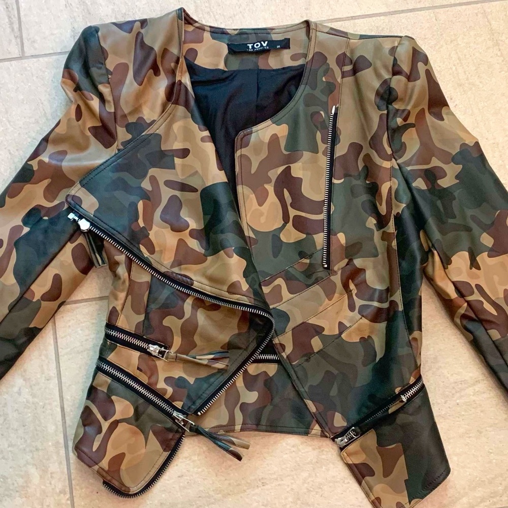 TOV vegan leather moto jacket